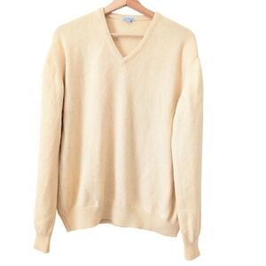 Malo Men's Cashmere Pullover Sweater V-Neck Sz 52 IT Luxury Yellow Made in Italy